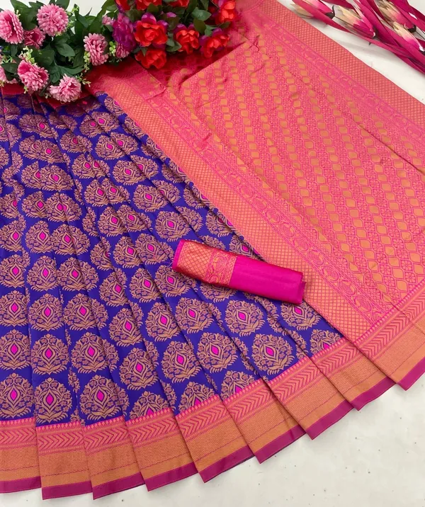 Blue_Embellished_Banarasi_Jacquard_Saree_(Blue)